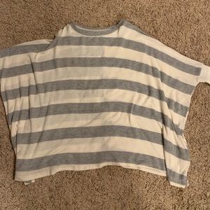 White and gray striped sweater